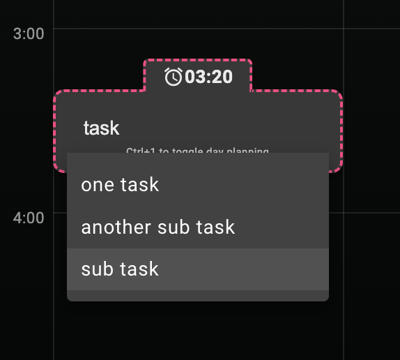 Task selection suggestions in the Super Productivity scheduling interface